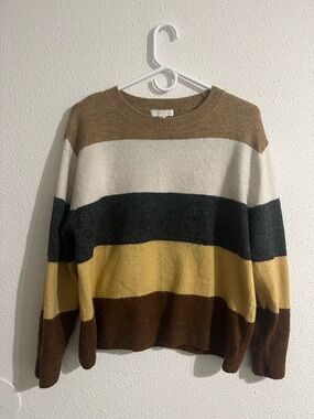 H & M Striped Sweater in Camel, Cream & Brown